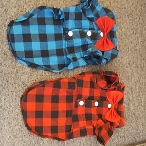 Dog / Cat Clothes Blue and Red Button Down Plaid Shirt
